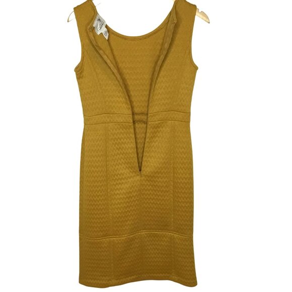 Anthropologie Tabitha Mustard Midi WomenDress Chevron Pattern Sleeveless Sz 4 EU - Picture 3 of 10